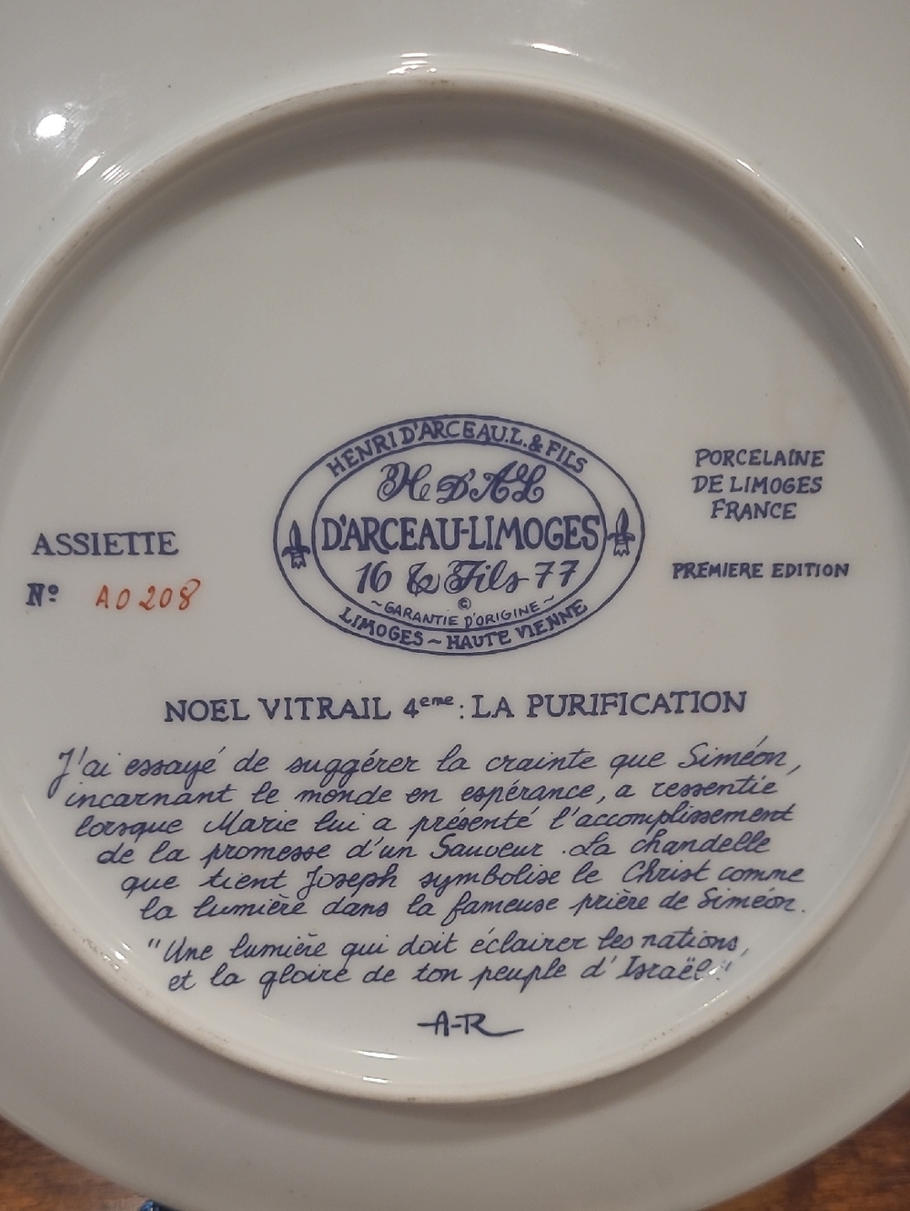 Noel Vitrail "La Purification"  By D'ARCEAU LIMOGES - Picture 2 of 4